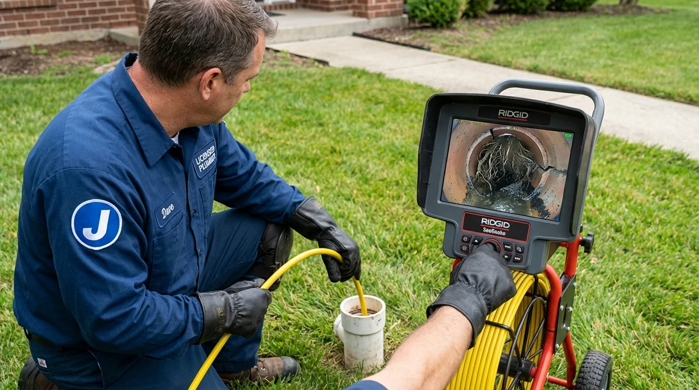 Sewer camera inspection being performed by Johns Plumbing LLC in Oakland City