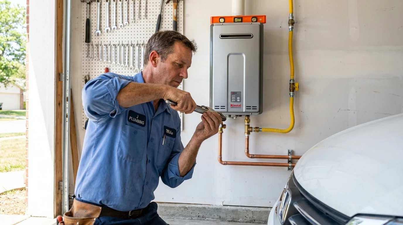 Tankless water heater installation by a Johns Plumbing LLC plumber in Oakland City